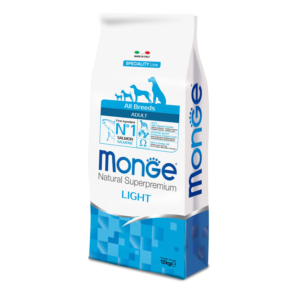 Monge alimento secco per cane adulto 12kg con salmone e riso, indicato per controllo del peso Monge alimento secco per cane adulto 12kg con salmone e riso, indicato per controllo del peso